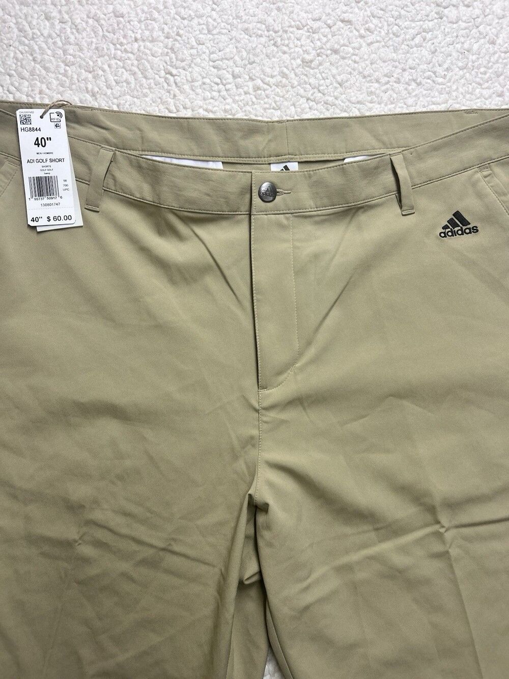 Adidas Adi Golf Shorts Mens 40 Khaki Beige Hemp Flat Front 3-Stripe NWT HG8844